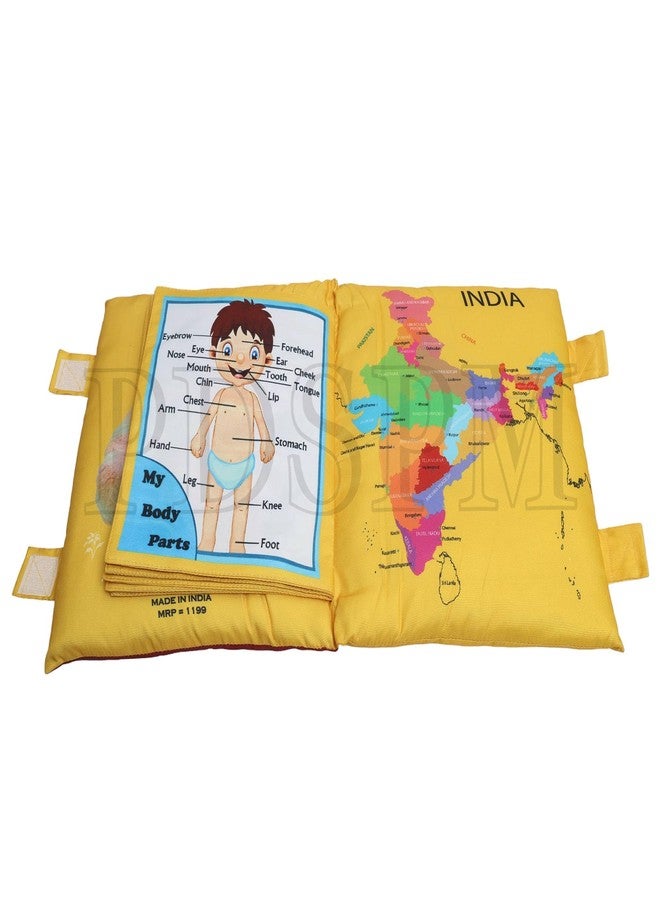 PDSPM Learning Cushion Pillow Book for Kids with 2 Languages Learn - English and Hindi,Toddler Pillow, Soft Cloth Book Baby Pillow Book Toys,(Pillow Gold) - Image 5